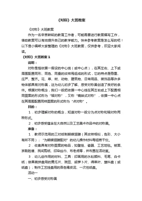 《对称》大班教案