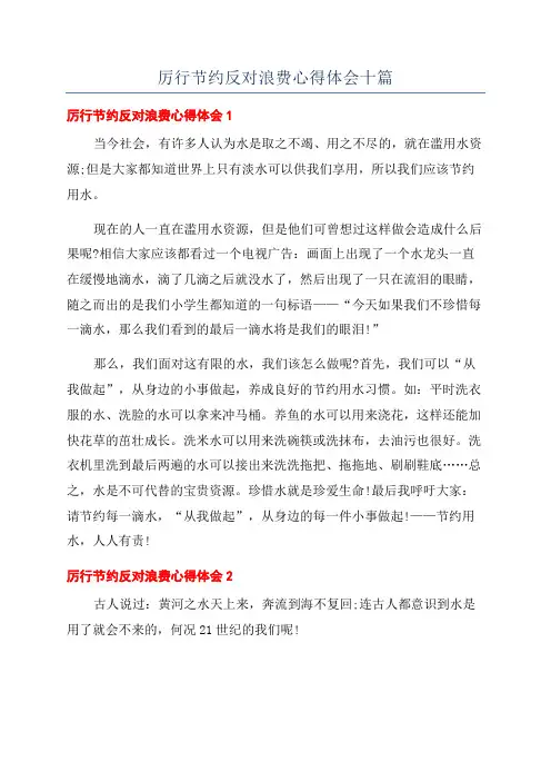 厉行节约反对浪费心得体会十篇