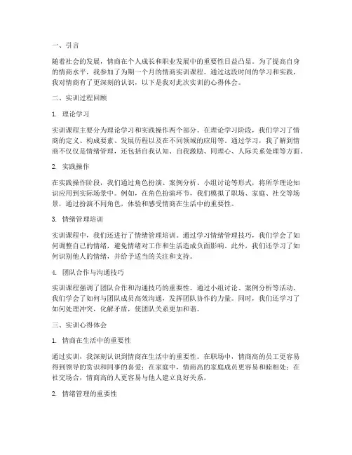 情商实训报告心得