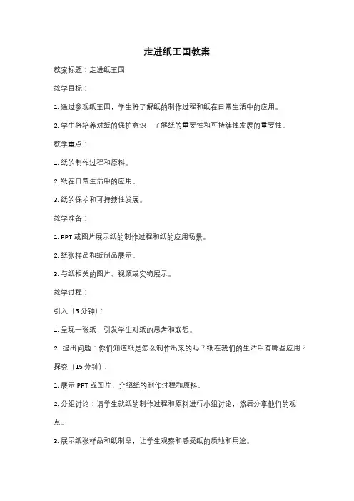 走进纸王国教案