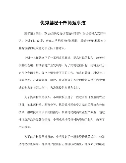 优秀基层干部简短事迹
