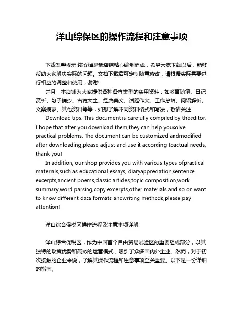洋山综保区的操作流程和注意事项