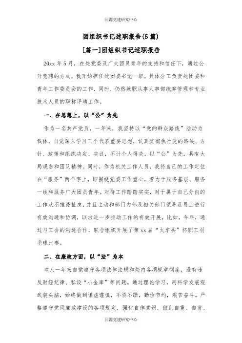 (5篇)团组织书记述职报告