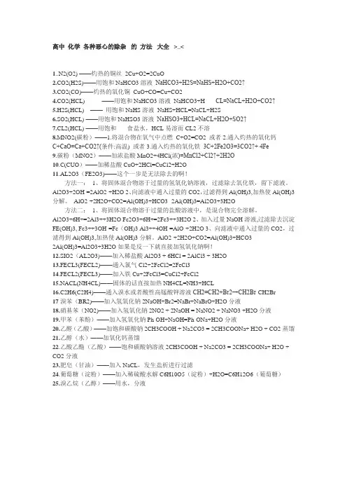 高中 化学 各种恶心的除杂