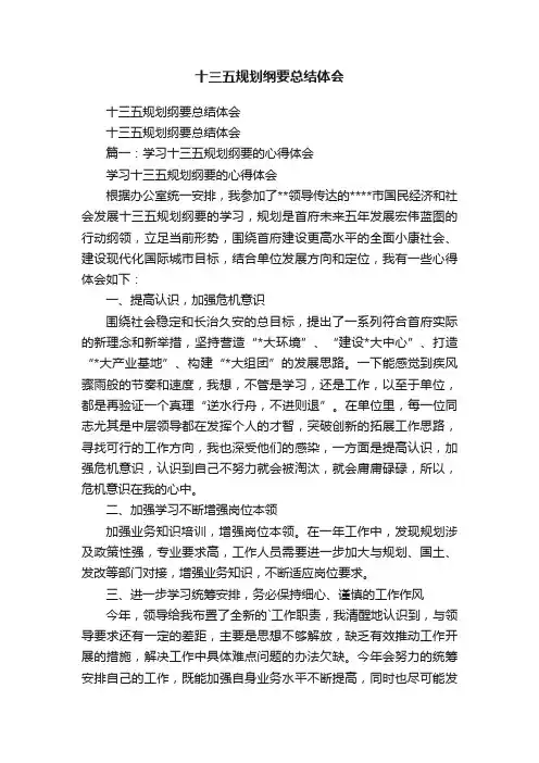 十三五规划纲要总结体会