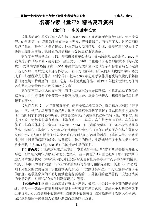 名著导读《童年》精品复习材料