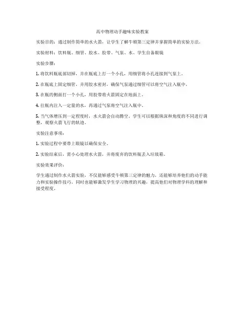 高中物理动手趣味实验教案