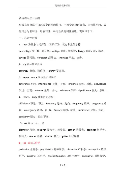 英语前缀和后缀