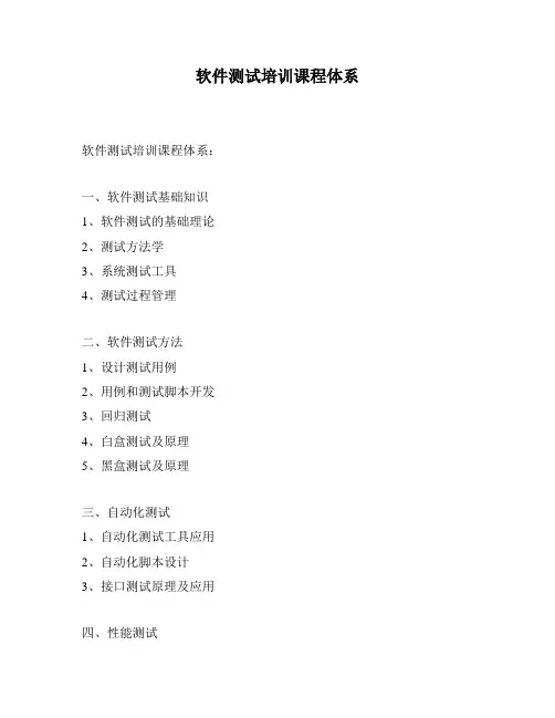 软件测试培训课程体系