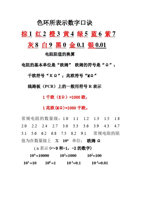 色环电阻的识别方法