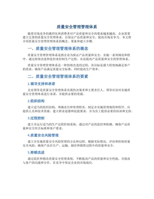 质量安全管理管理体系