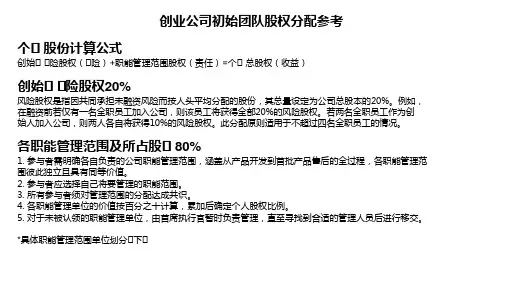 创业公司初始团队股权分配参考(1)