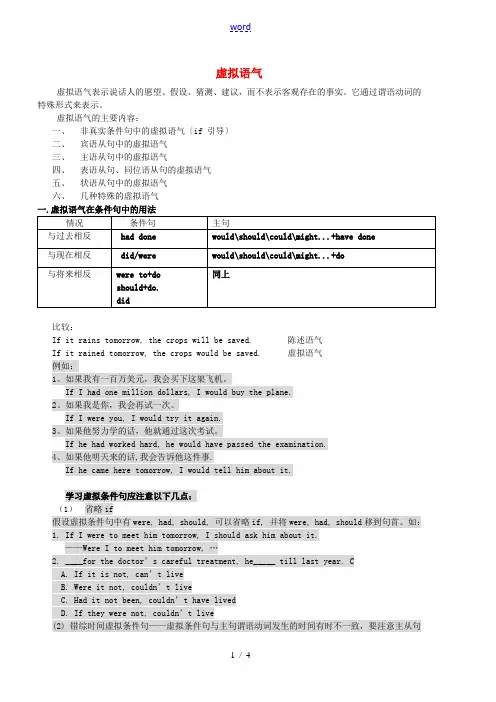 高中英语 虚拟语气专题讲义