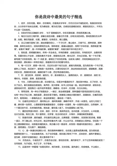 你是我诗中最美的句子精选