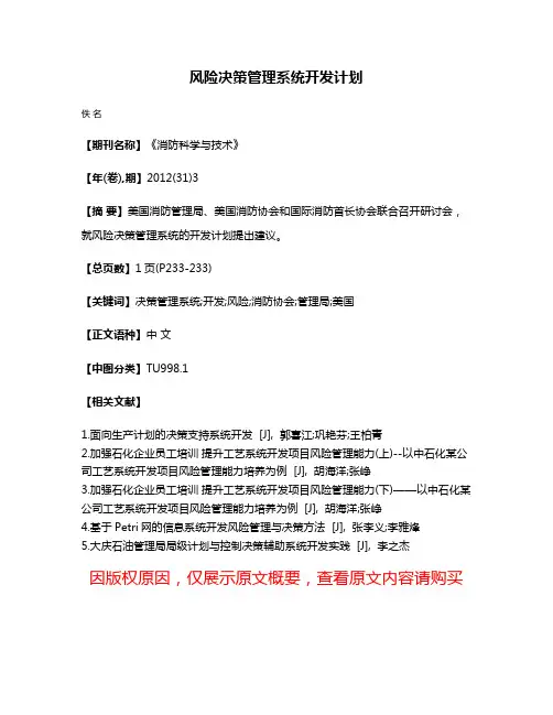 风险决策管理系统开发计划