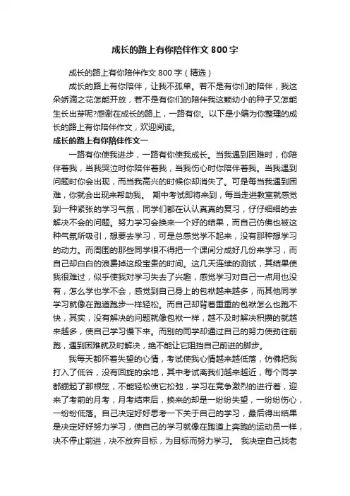 成长的路上有你陪伴作文800字