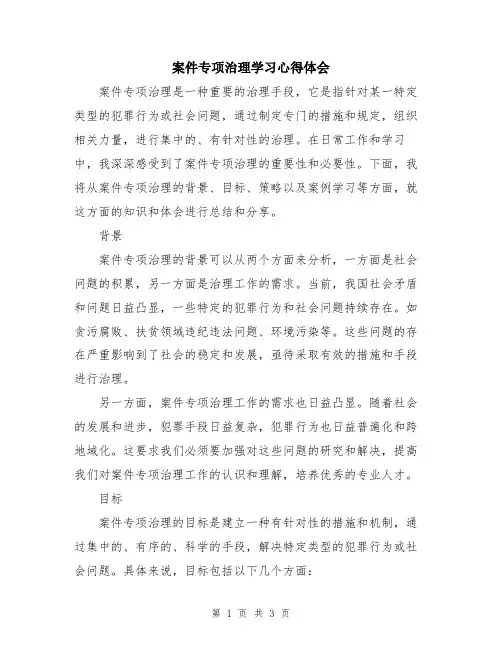 案件专项治理学习心得体会