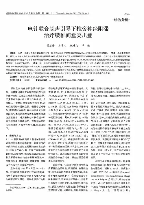 电针联合超声引导下椎旁神经阻滞治疗腰椎间盘突出症