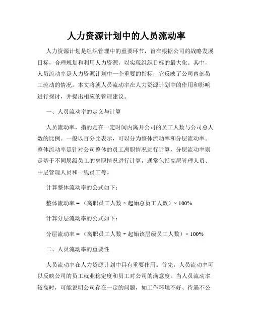 人力资源计划中的人员流动率