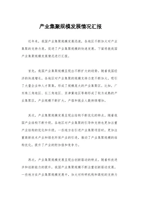 产业集聚规模发展情况汇报