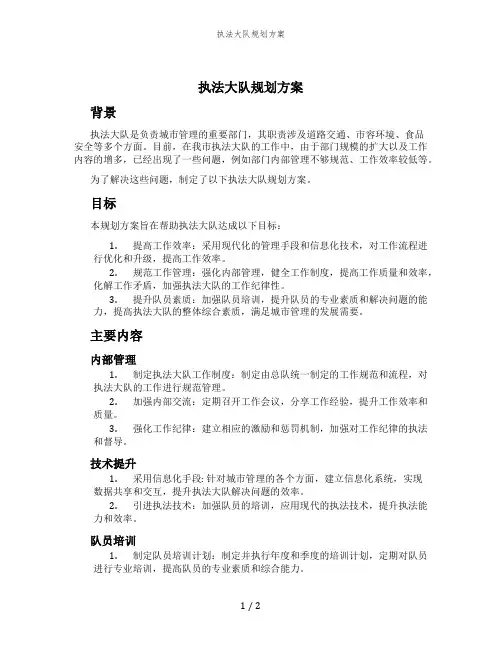 执法大队规划方案