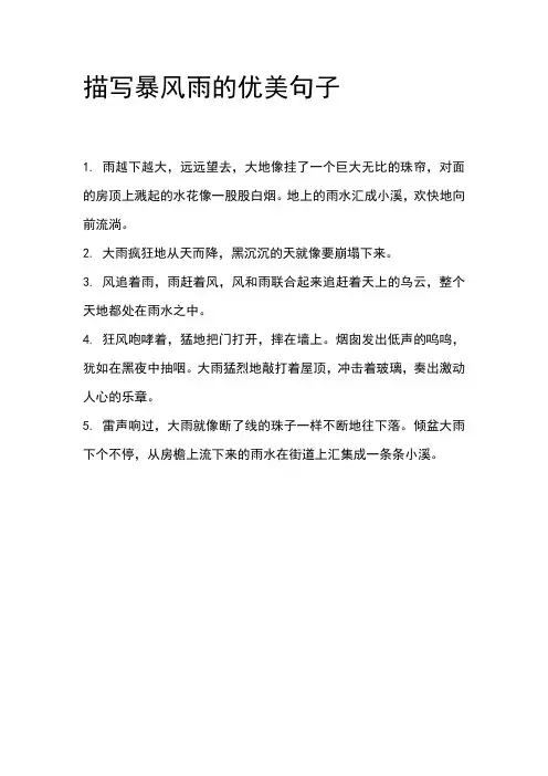 描写暴风雨的优美句子