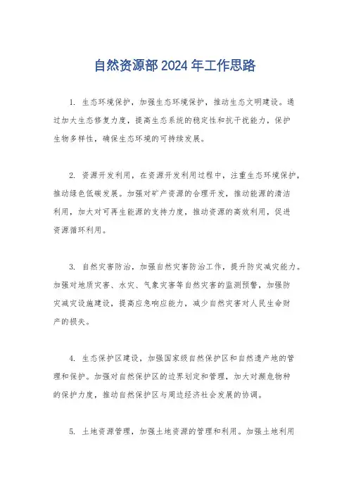 自然资源部2024年工作思路