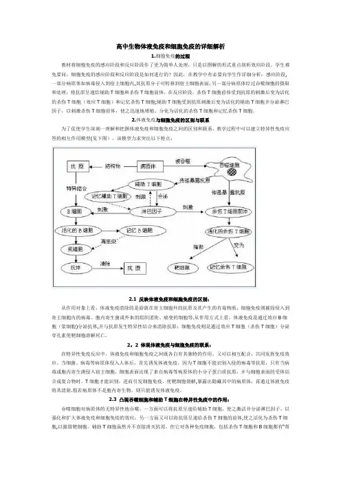高中生物体液免疫和细胞免疫的详细解析
