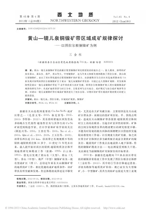 黄山_镜儿泉铜镍矿带区域成矿规律探讨_以图拉尔根铜镍矿为例_三金柱