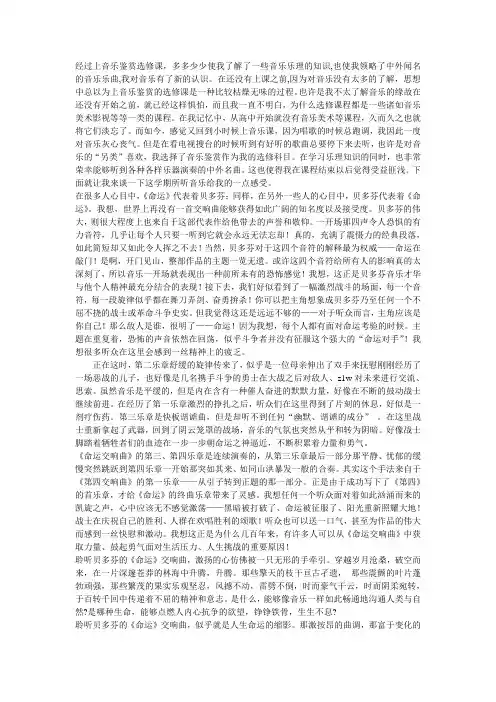 音乐鉴赏选修课结课作业