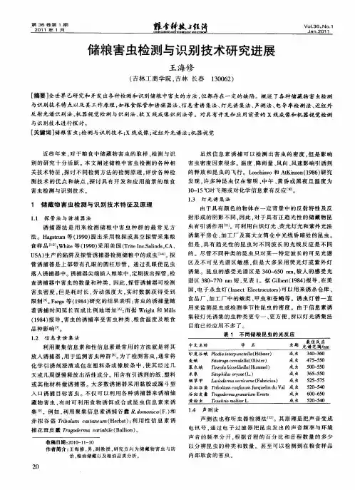 储粮害虫检测与识别技术研究进展