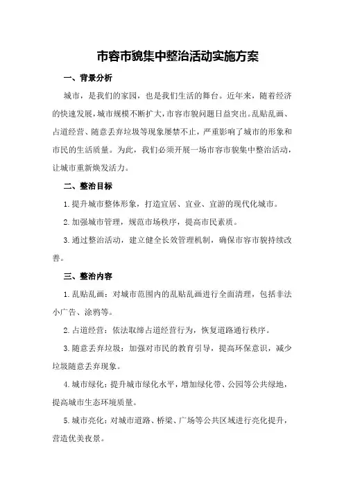 市容市貌集中整治活动实施方案