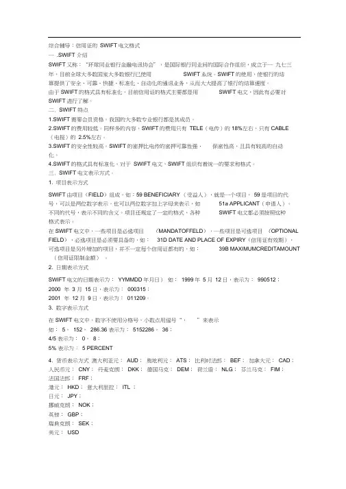 综合辅导：信用证的SWIFT电文格式