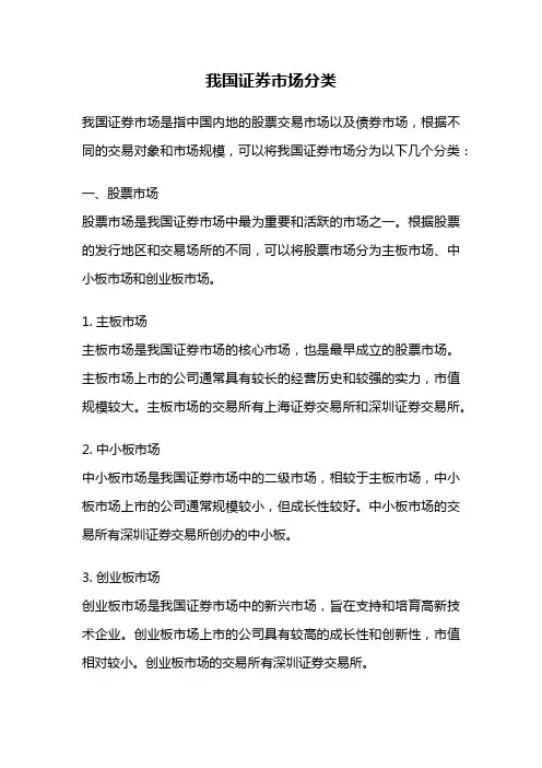 我国证券市场分类