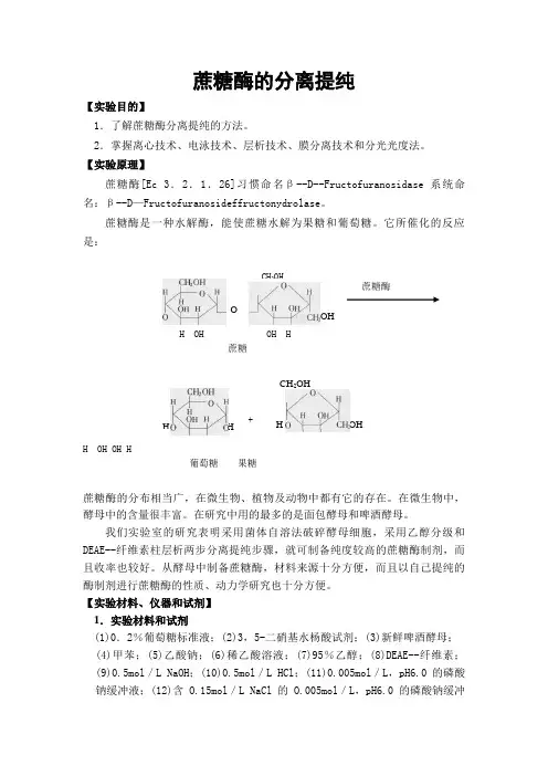 蔗糖酶的分离提纯