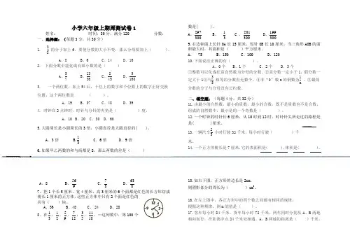 数学六年级上册周末训练 一