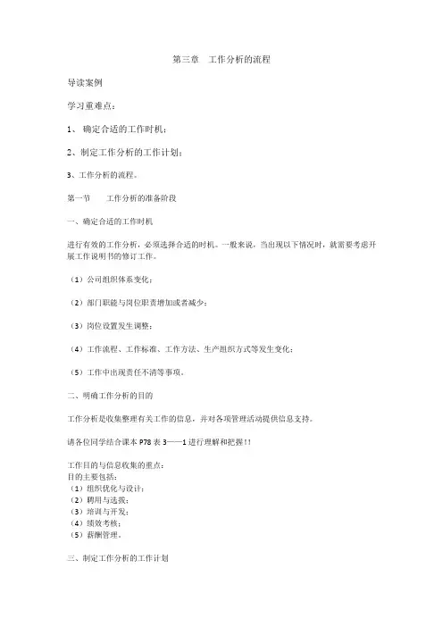 电大人力资源专科  工作分析课程  第3章  工作分析的流程