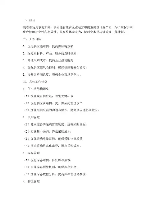 供应链管理的工作计划