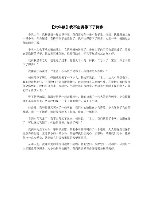 【六年级】我不由得停下了脚步