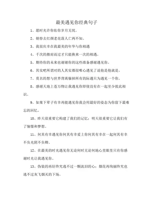 最美遇见你经典句子