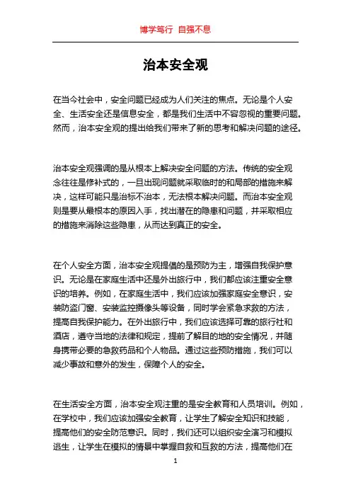 治本安全观