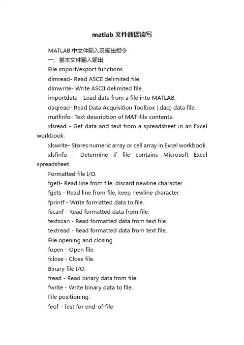 matlab文件数据读写