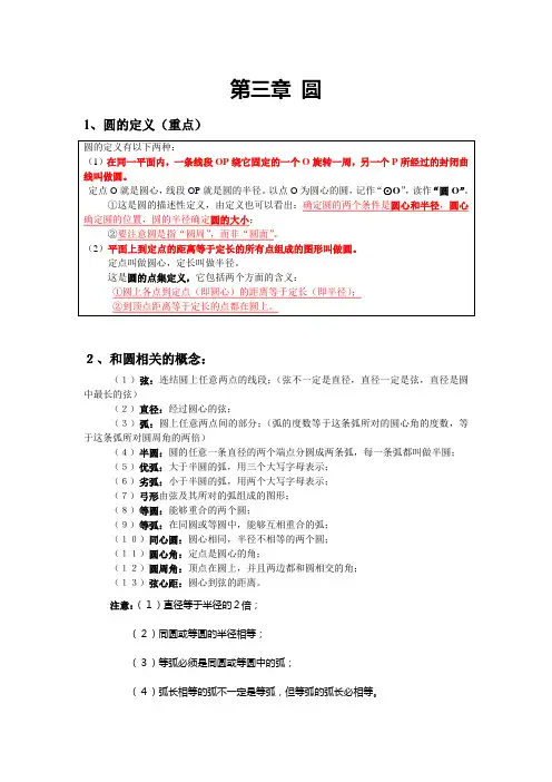 圆的基础性质知识点