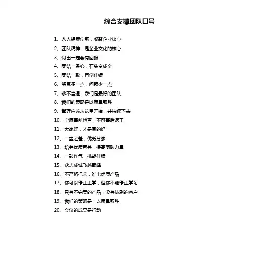 综合支撑团队口号