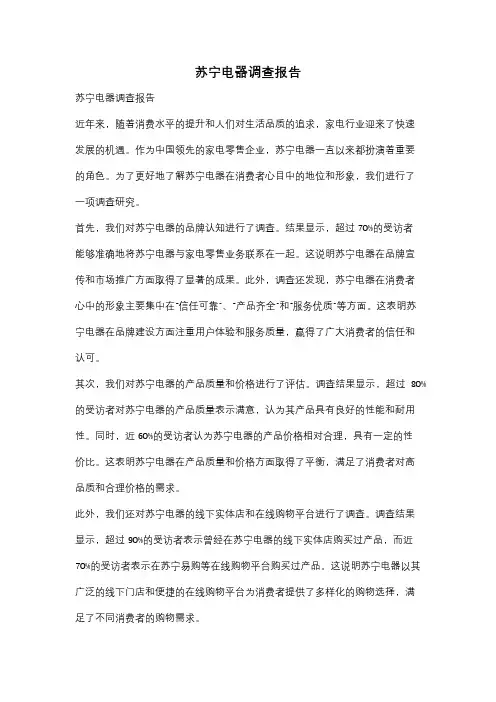 苏宁电器调查报告