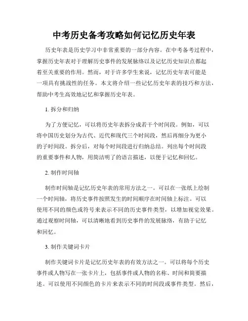 中考历史备考攻略如何记忆历史年表