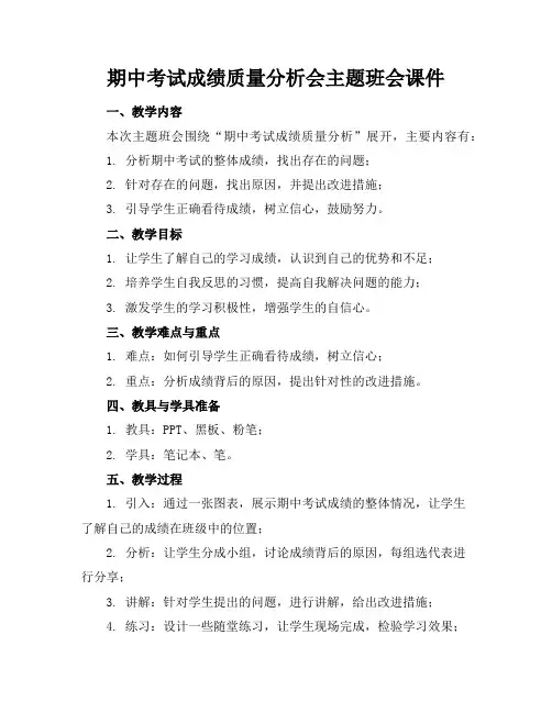 期中考试成绩质量分析会主题班会课件