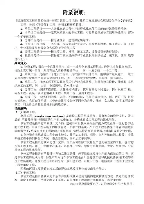 2022年建筑工程分部分项划分表及说明