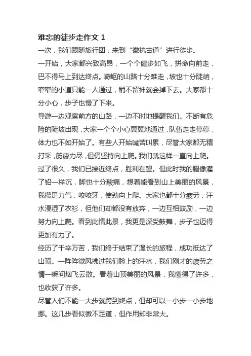 难忘的徒步走作文