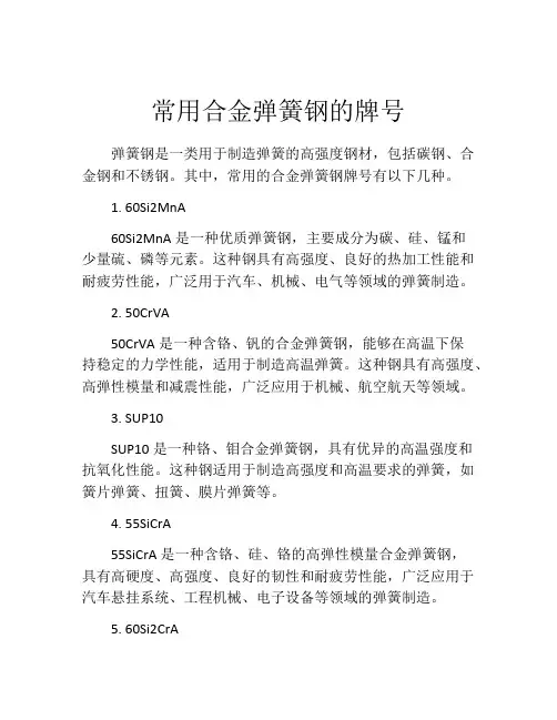 常用合金弹簧钢的牌号